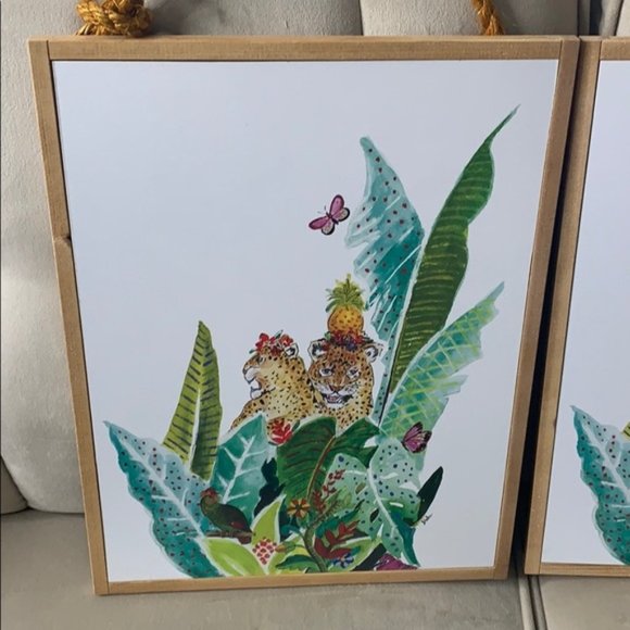 Wood with rope hanging tiger picture frame painting - Picture 1 of 4